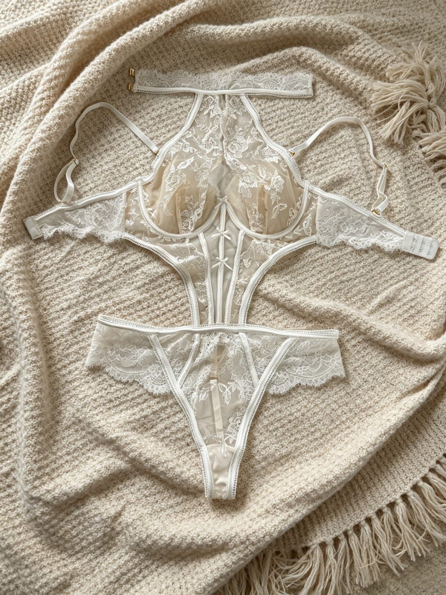 Embroidered Lace Push-Up Bodysuit