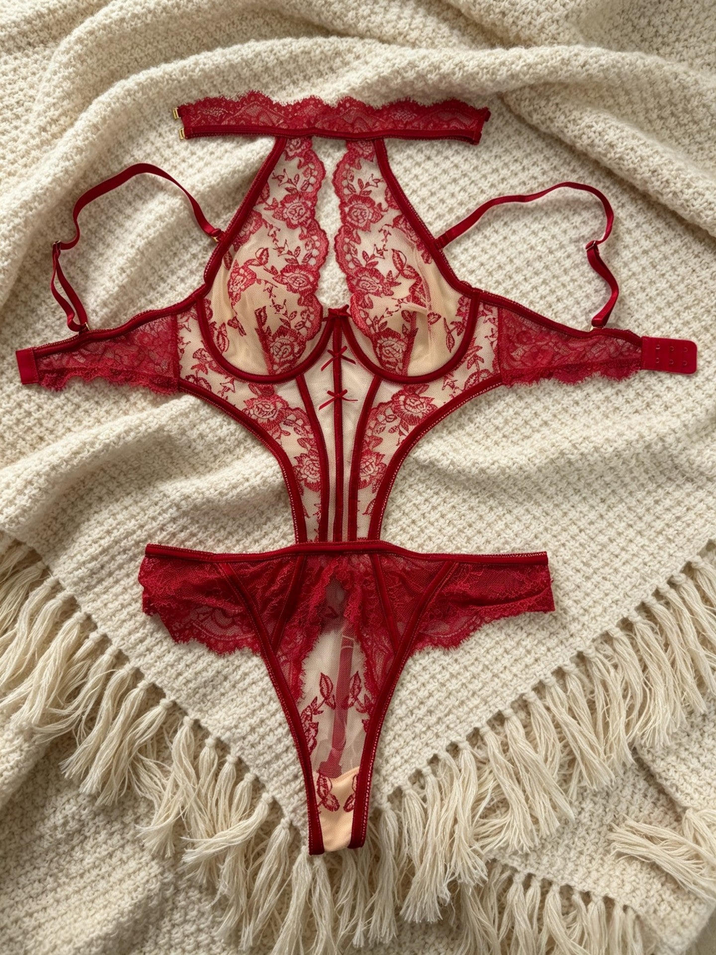 Embroidered Lace Push-Up Bodysuit