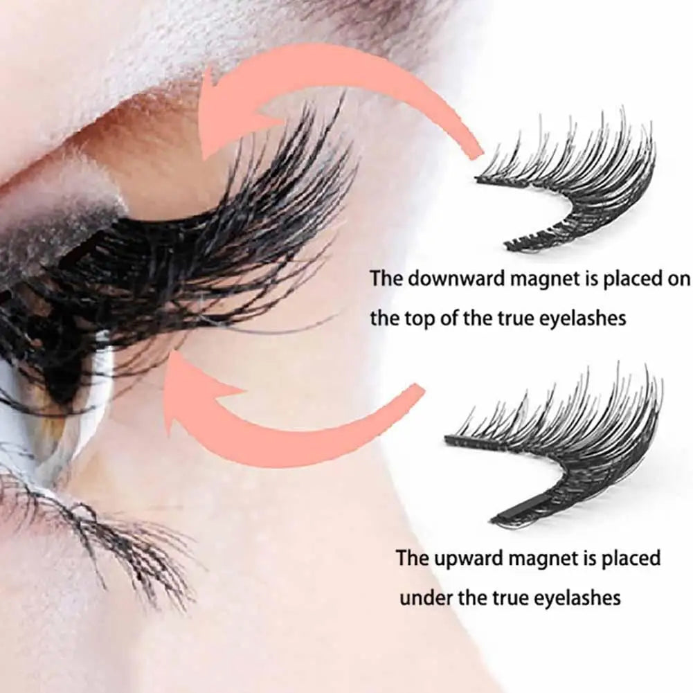 3D Magnetic Eyelashes Kit – Reusable Handmade False Lashes with 5 Magnets & Tweezers