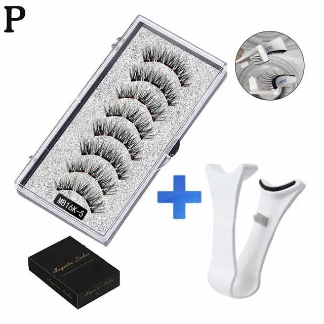 3D Magnetic Eyelashes Kit – Reusable Handmade False Lashes with 5 Magnets & Tweezers