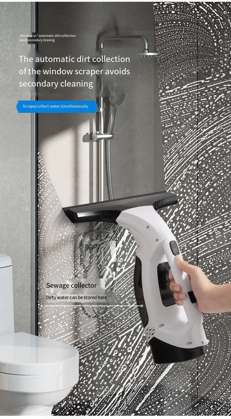 Multifunctional Electric Cordless Window Cleaner Machine White Cordless Rechargeable Automatic Portable Glass Cleaner Tools