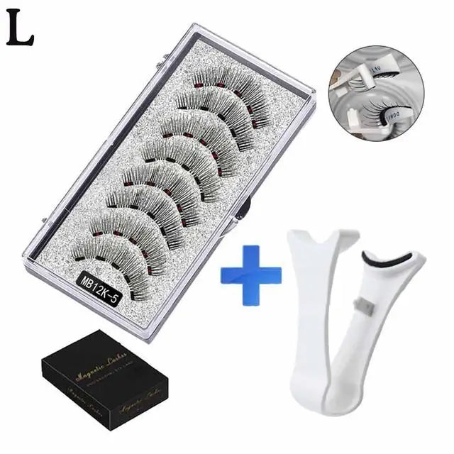3D Magnetic Eyelashes Kit – Reusable Handmade False Lashes with 5 Magnets & Tweezers