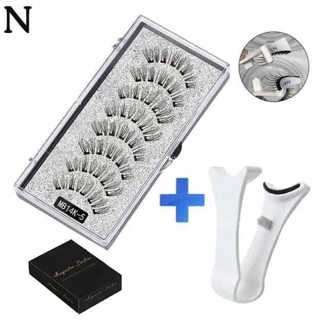 3D Magnetic Eyelashes Kit – Reusable Handmade False Lashes with 5 Magnets & Tweezers