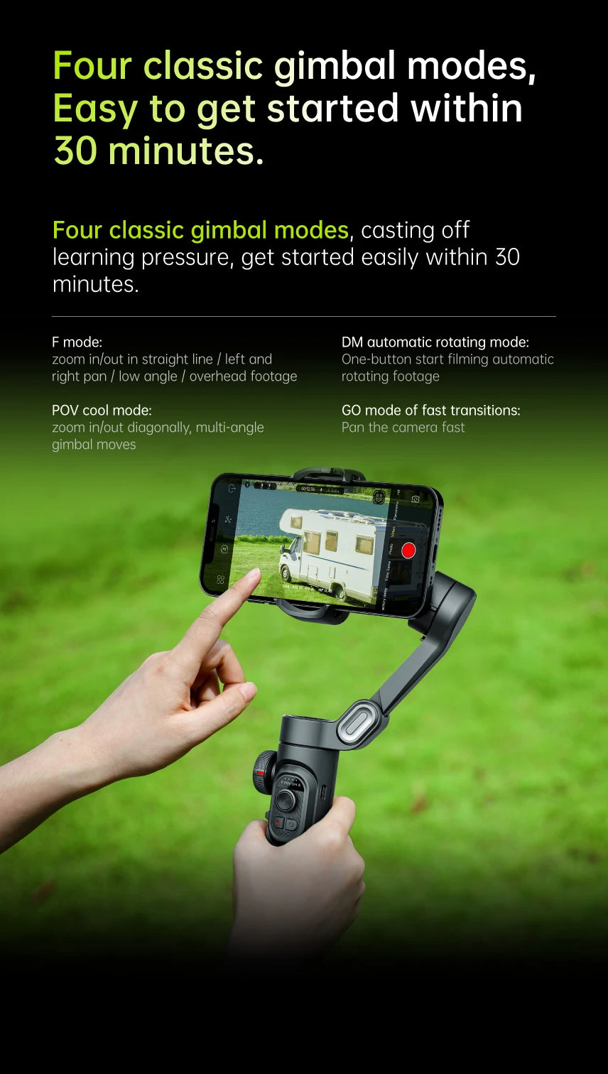 AOCHUAN 3-Axis Handheld Gimbal Stabilizer SmartXE for Smartphone for iPhone Android AI Face Tracking TikTok Vlog
