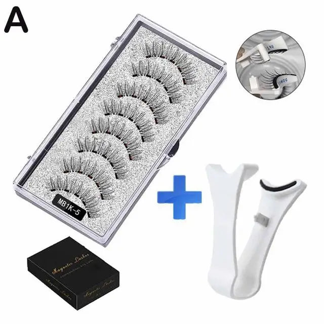 3D Magnetic Eyelashes Kit – Reusable Handmade False Lashes with 5 Magnets & Tweezers