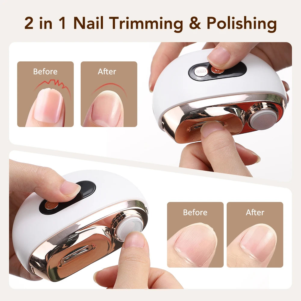 2 In 1 Electric Nail Clippers Manicure Anti-Splash Nail Trimmer For Baby Finger Toe Scissors Pedicure Thick Nails Cutter Tools