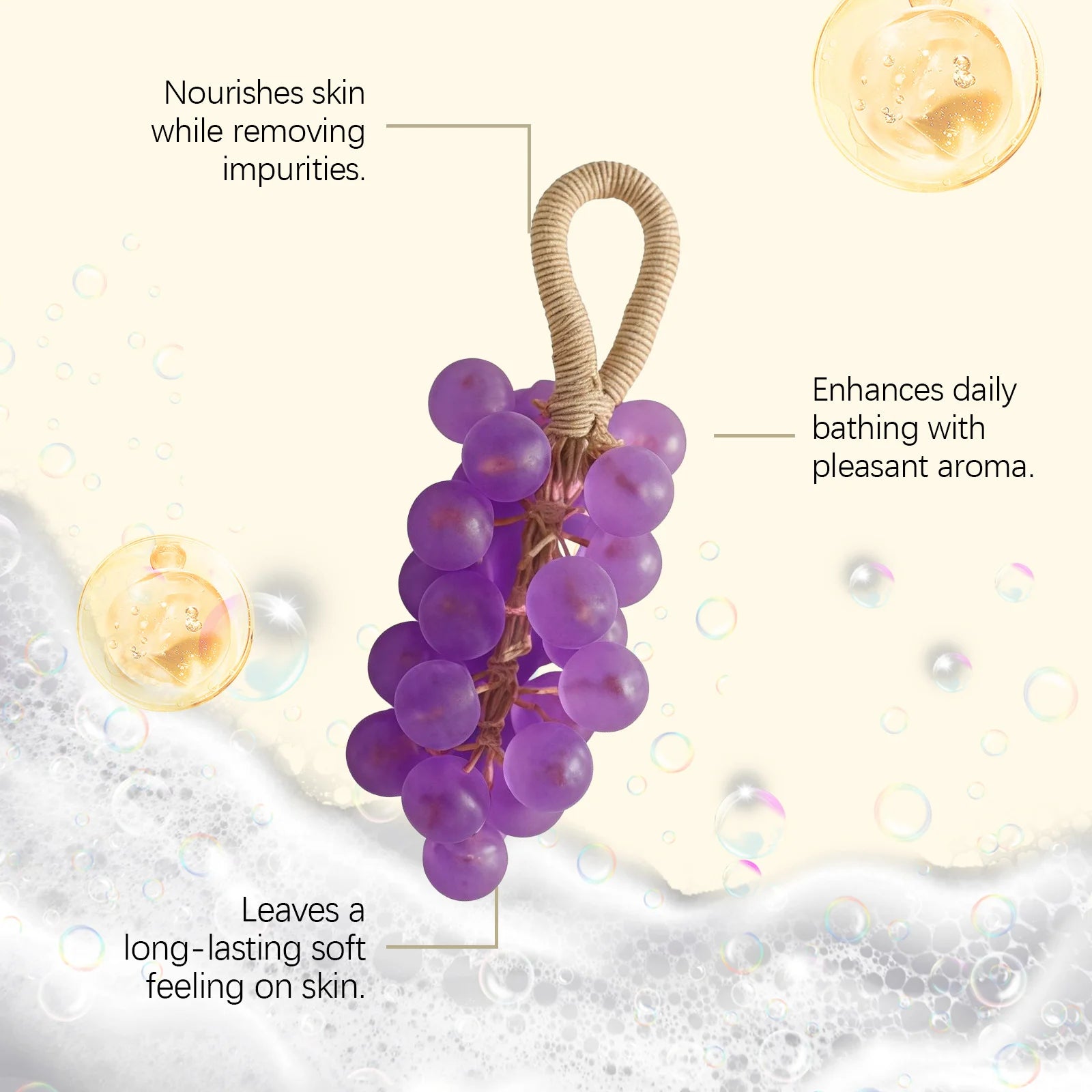 Grape Handmade Soap Facial Body Cleaning Exfoliation Brighten Moisturizing Skin Fruity Fragrance Creative DIY Crystal Grape Soap