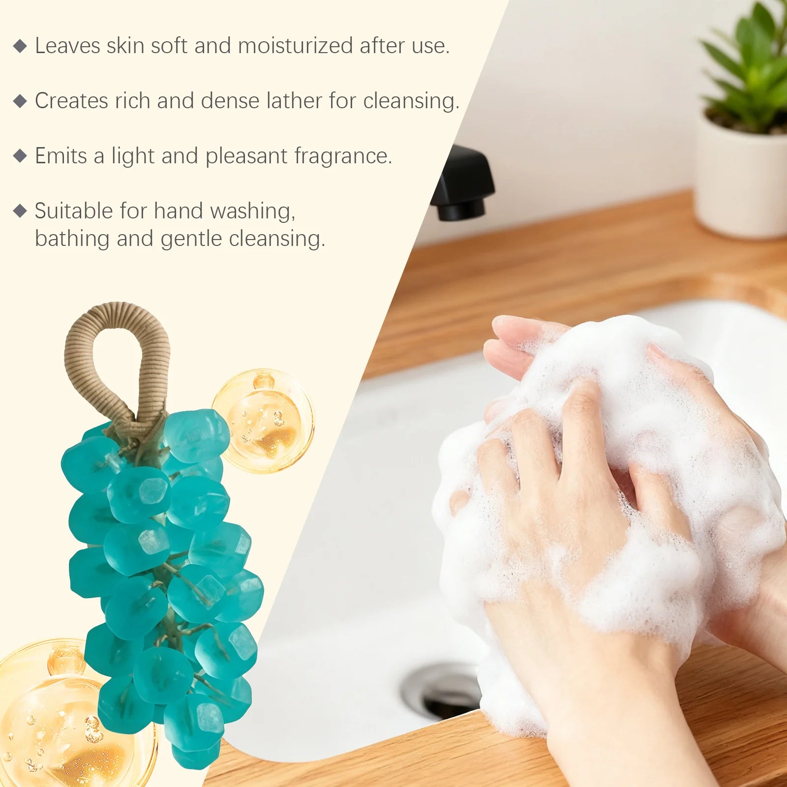 Grape Handmade Soap Facial Body Cleaning Exfoliation Brighten Moisturizing Skin Fruity Fragrance Creative DIY Crystal Grape Soap