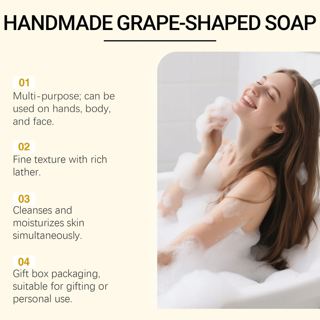 Grape Handmade Soap Facial Body Cleaning Exfoliation Brighten Moisturizing Skin Fruity Fragrance Creative DIY Crystal Grape Soap