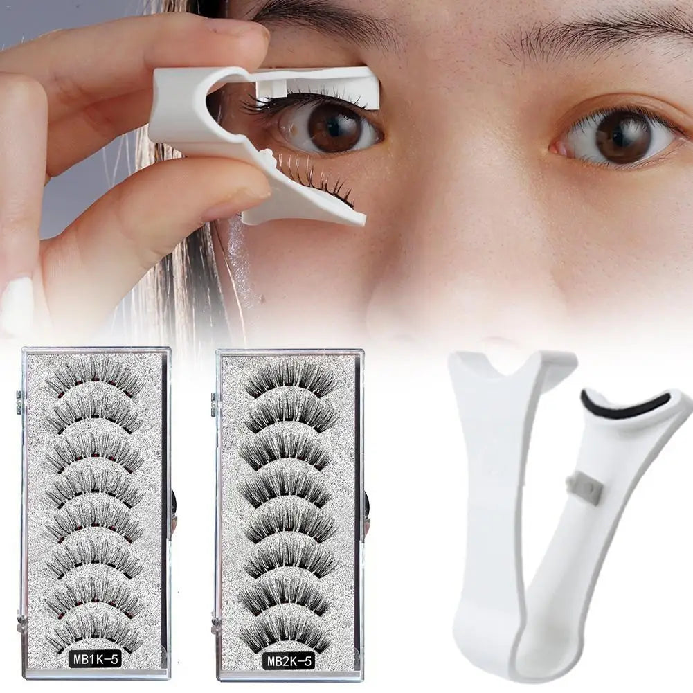 3D Magnetic Eyelashes Kit – Reusable Handmade False Lashes with 5 Magnets & Tweezers