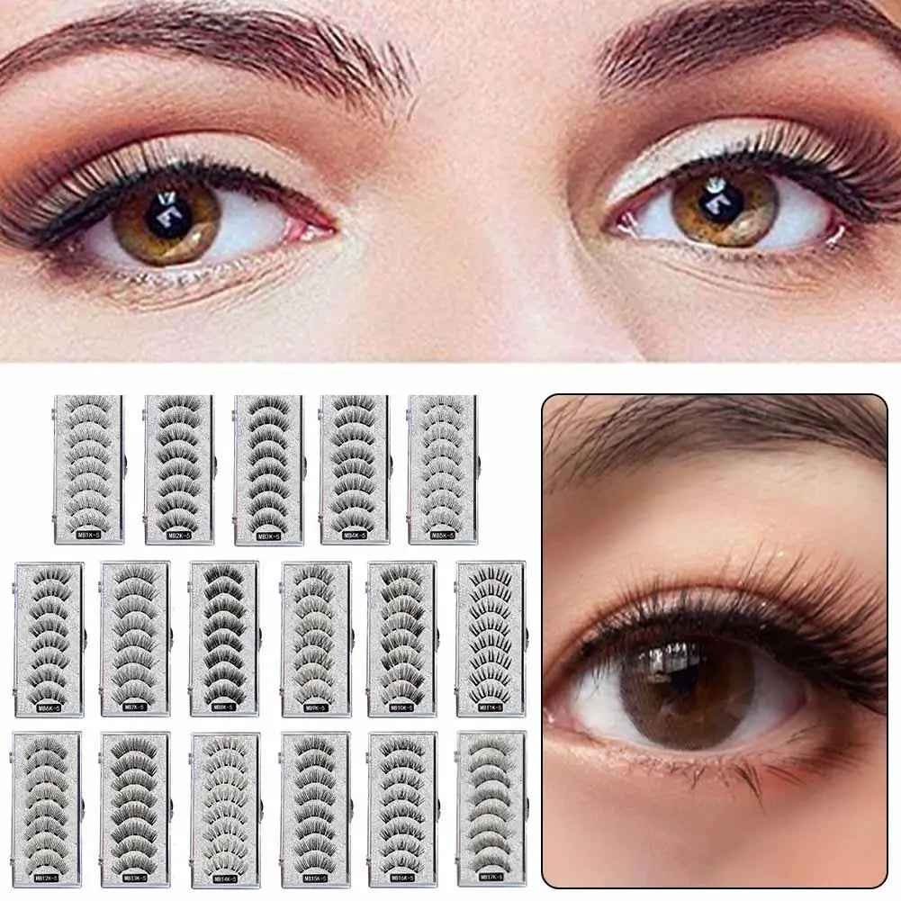 3D Magnetic Eyelashes Kit – Reusable Handmade False Lashes with 5 Magnets & Tweezers