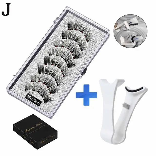 3D Magnetic Eyelashes Kit – Reusable Handmade False Lashes with 5 Magnets & Tweezers