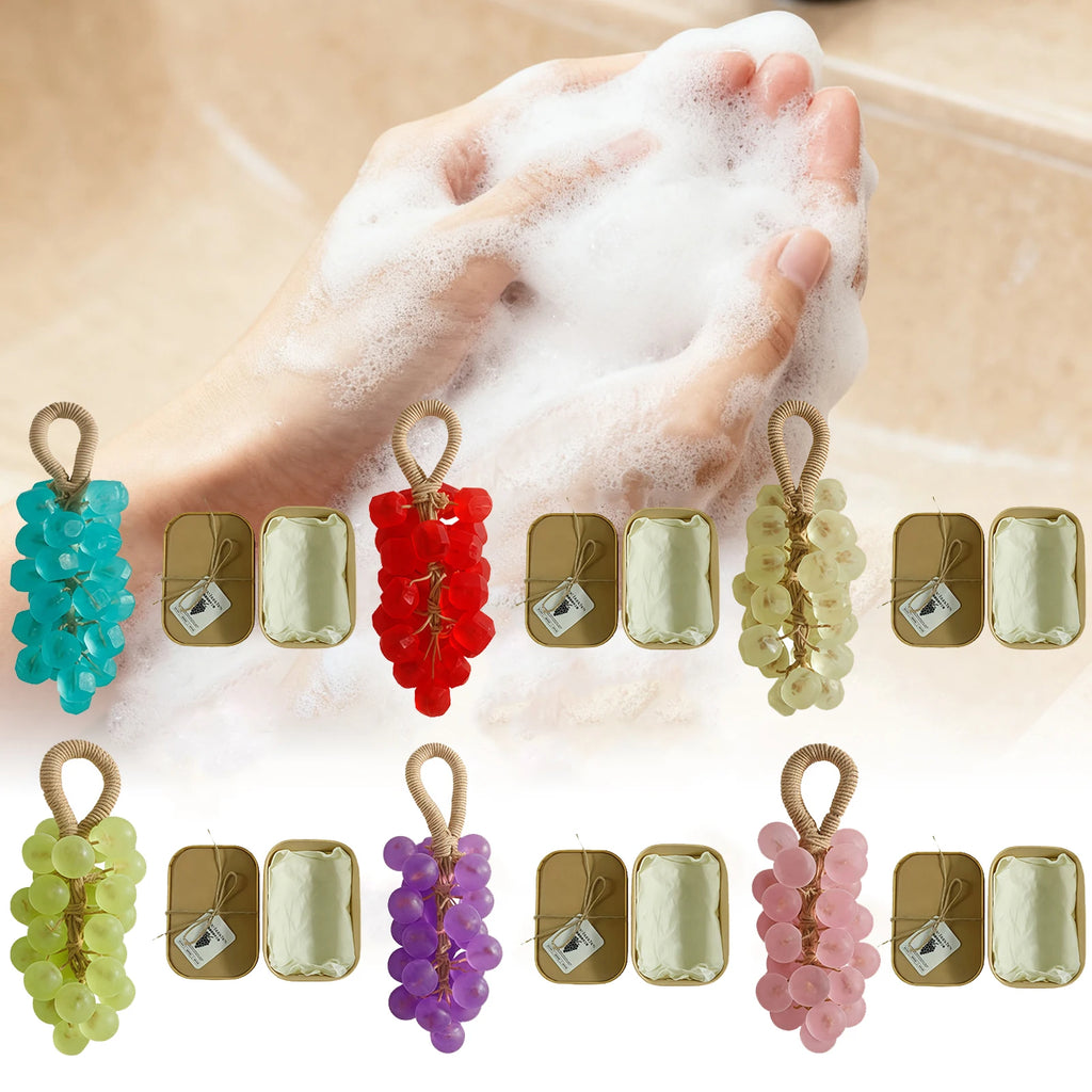 Grape Handmade Soap Facial Body Cleaning Exfoliation Brighten Moisturizing Skin Fruity Fragrance Creative DIY Crystal Grape Soap