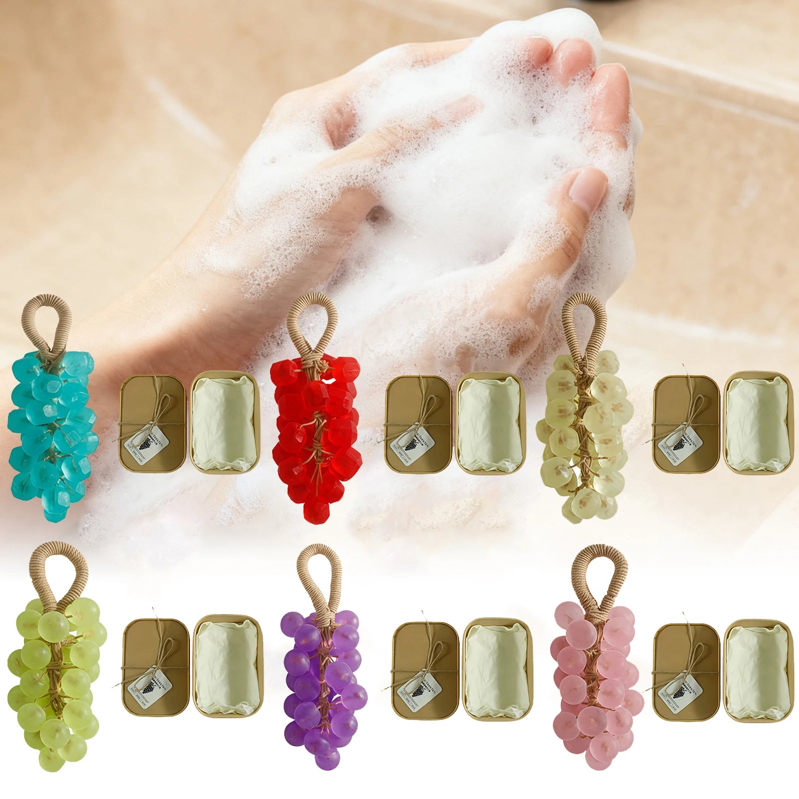 Grape Handmade Soap Facial Body Cleaning Exfoliation Brighten Moisturizing Skin Fruity Fragrance Creative DIY Crystal Grape Soap