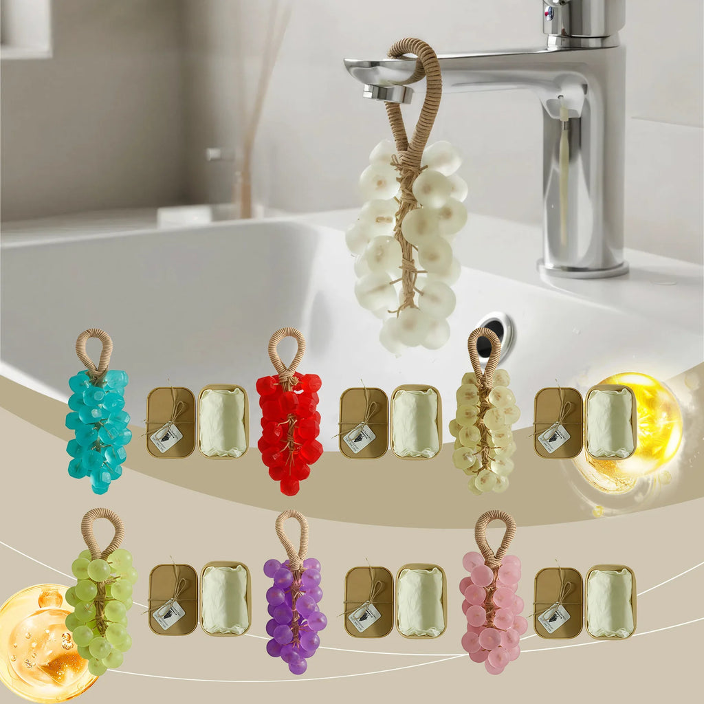 Grape Handmade Soap Facial Body Cleaning Exfoliation Brighten Moisturizing Skin Fruity Fragrance Creative DIY Crystal Grape Soap