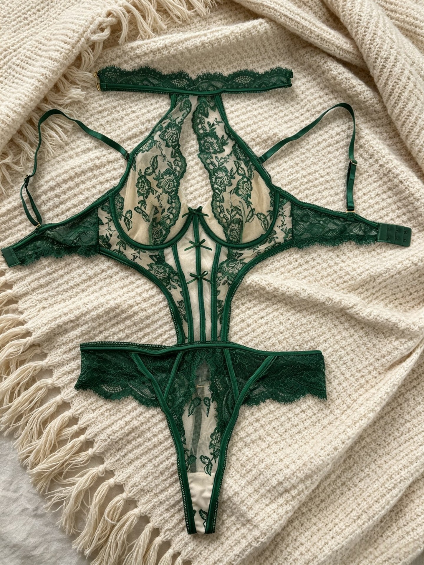 Embroidered Lace Push-Up Bodysuit