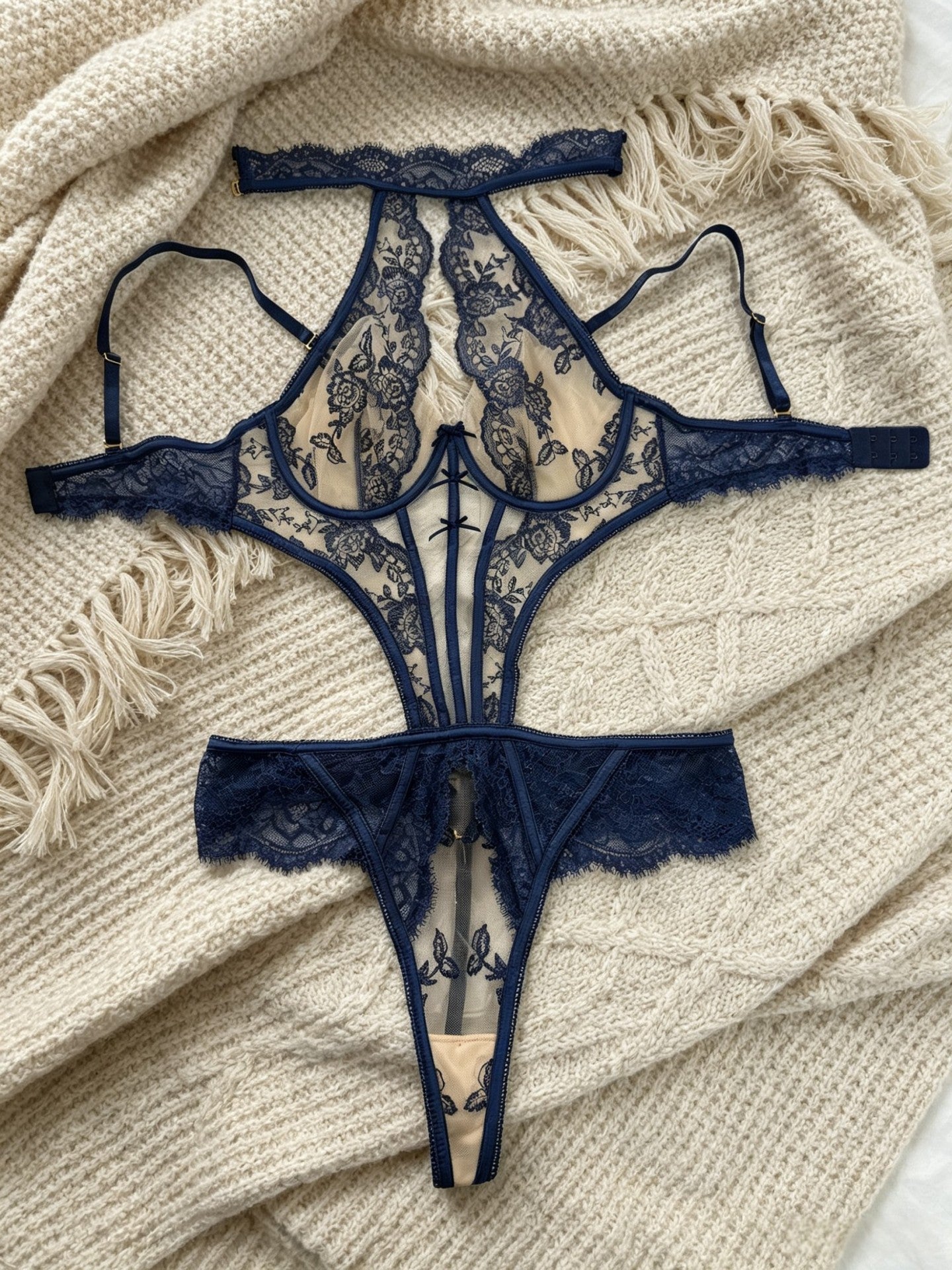 Embroidered Lace Push-Up Bodysuit
